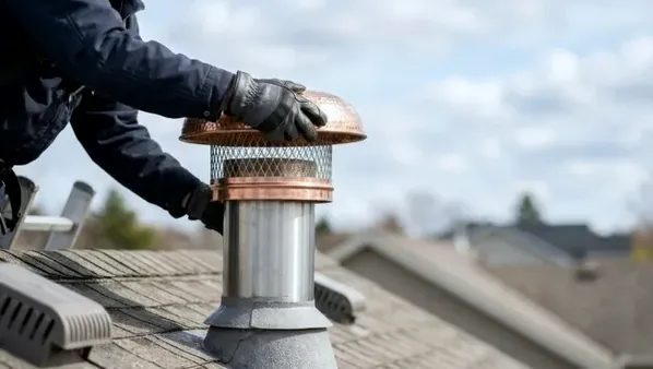 Copper cap on a lakefront home